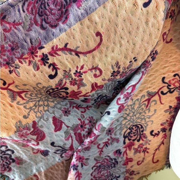 Chicos One Size Floral Poncho with Fringe - Picture 4 of 5